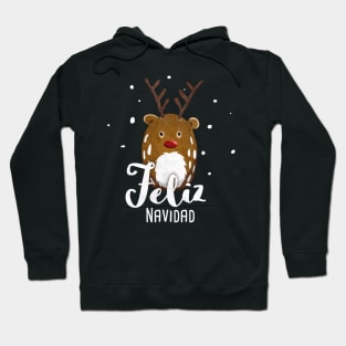 Feliz Navidad Merry Christmas With Reindeer Rudolph Hoodie